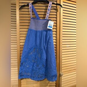 Miss Me Blue Dress with Pink Embroidered Straps